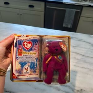 Ty Millennium Bear - Purple Plush Toy